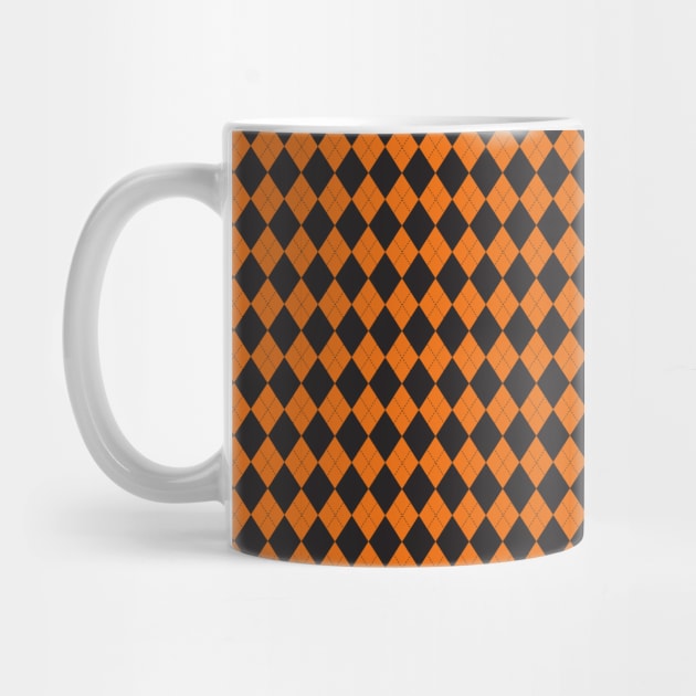 Halloween Black and Orange Argyle Pattern Diamond Checks by squeakyricardo